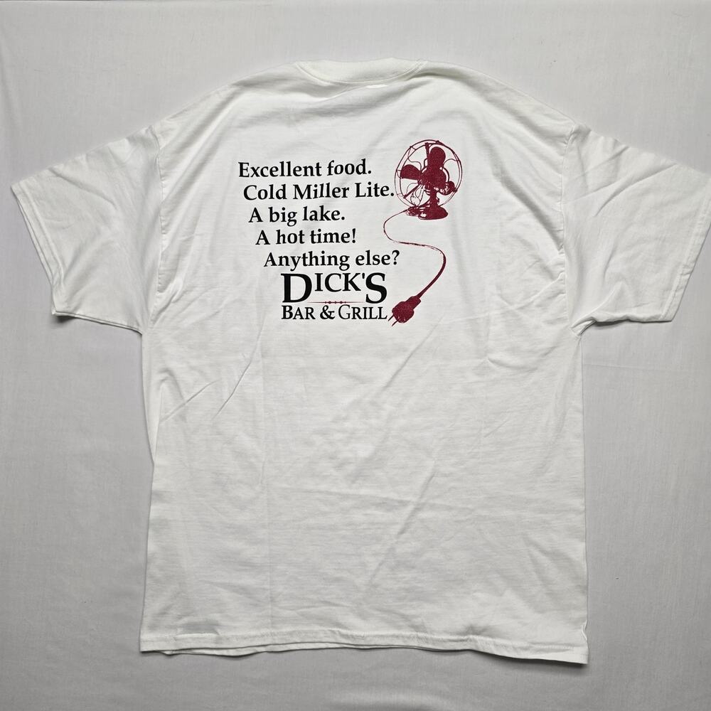 Dicks Bar & Grill Shirt White XL Short Sleeve Bar Saloon Restaurant Graphic Tee
